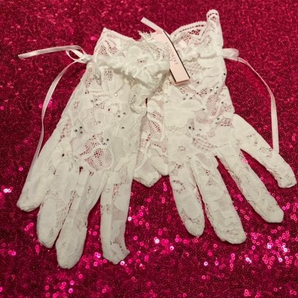Victoria’s Secret Shine Costume Gloves Lingerie Bedroom Cosplay White Lace Y2K - Picture 4 of 17